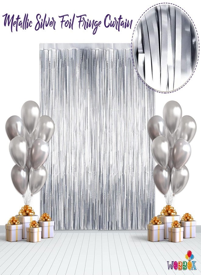 WOLFANO Metallic Tassels Foil Fringe Curtains Decorations and Special Celebration, 6x3 ft Long (Pack of 4, Purple-Gold) 01 - Image 4